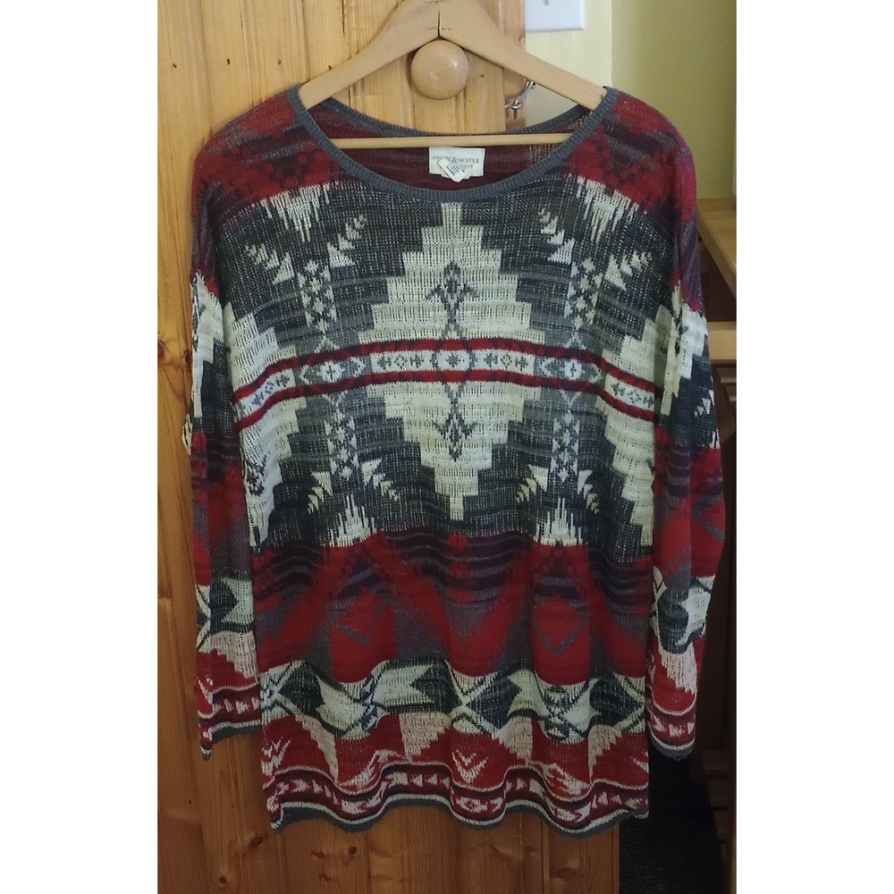 Denim & Supply Ralph Lauren Southwestern Geometric Knit Sweater Red Womens M